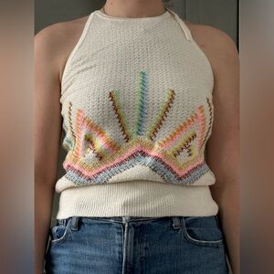Anthropologie Cream Knit Halter Tank